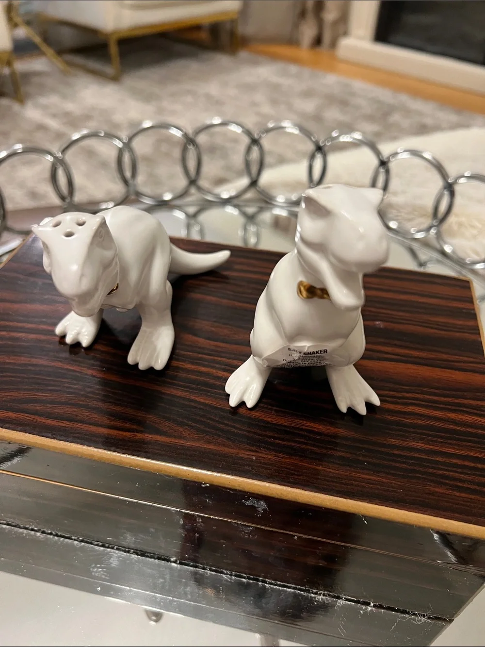 White Ceramic Dinosaur Salt and Pepper Shaker Set - Home Accents